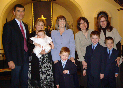 The boys and their Godmothers and Godfather (my brother)