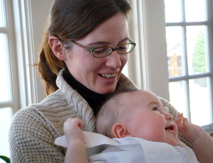 Sharing a laugh with his Aunt Audra