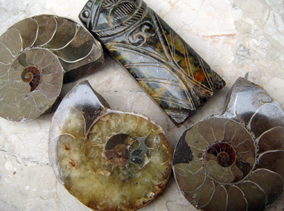 Fossils and a carved stone...I always bring something home for the boys.