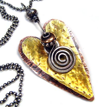 Mixed metals:  copper, bronze and sterling silver