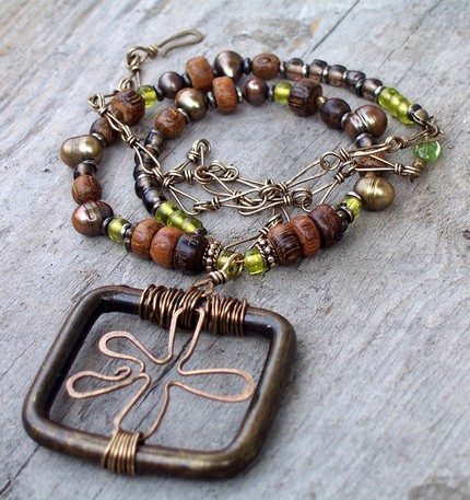 Brass pendant and necklace by Keirsten of Lune Designs