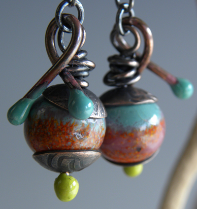 Enameled earrings by Barbara Lewis