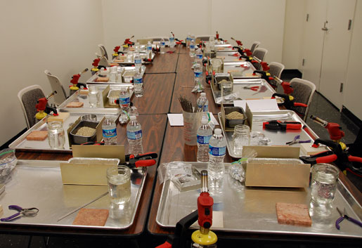 Enameling set-up, moments before the flurry of creativity began