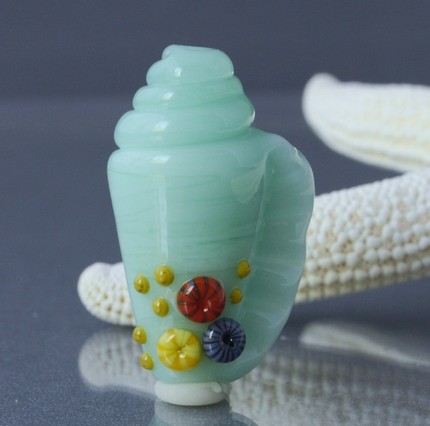 Turquoise Conch Shell by Jane Perala Designs
