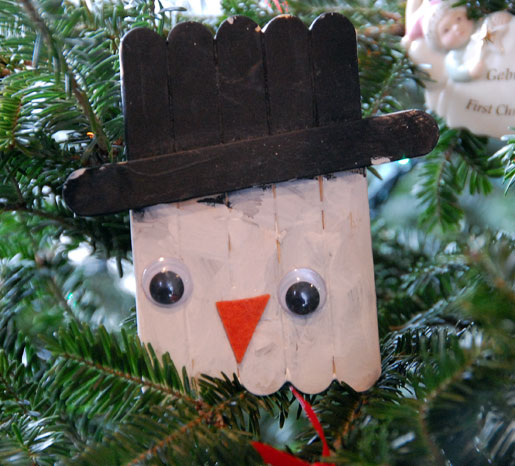 Popsicle stick snowman....with birdlike features