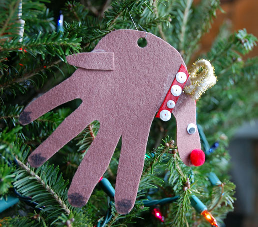 A handprint reindeer.  We love to make a handmade ornament or two every year.