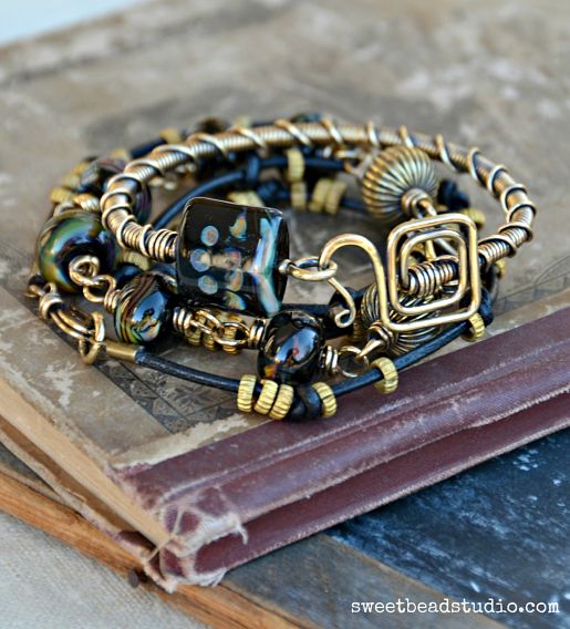 Black Magic set - leather wrap by Cindy Wimmer