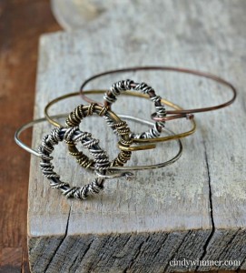 Wire wrapped bangles by Cindy Wimmer